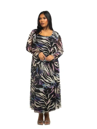 Fashion-szn Curve Zebra Print Mesh Midaxi Dress