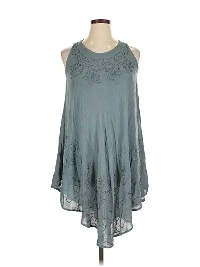 Pre-owned Fashion Tank Top Teal Cold Shoulder Neckline Tops In Blue