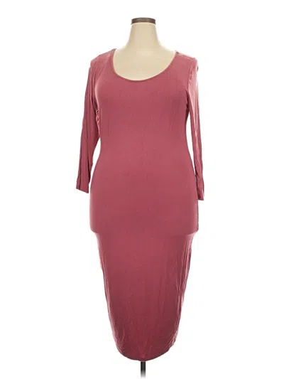 Pre-owned Fashion To Figure Casual Dress In Burgundy