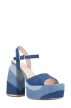 Fashion To Figure Imogen Block Heel Platform Sandal In Blue