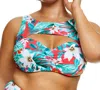 Fashion To Figure Martinique Floral Sweetheart Cut Out Bikini Top In Blue In Multi