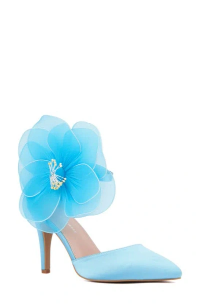 Fashion To Figure Meadow Floral Pump In Neon Blue