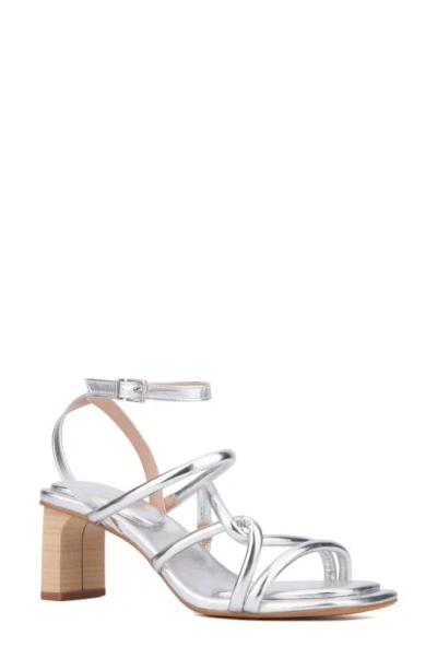 Fashion To Figure Ohara Strappy Block Heel Sandal In Silver