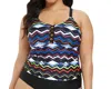 Fashion To Figure Plus Maria Strappy Back Tankini Top In Black In Black
