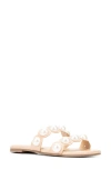 Fashion To Figure Sage Faux Pearl Studded Slide Sandal In Nude