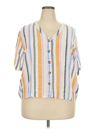 Pre-owned Fashion To Figure Short Sleeve Blouse In White