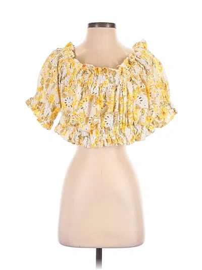 Pre-owned Fashion To Figure Short Sleeve Blouse In Yellow