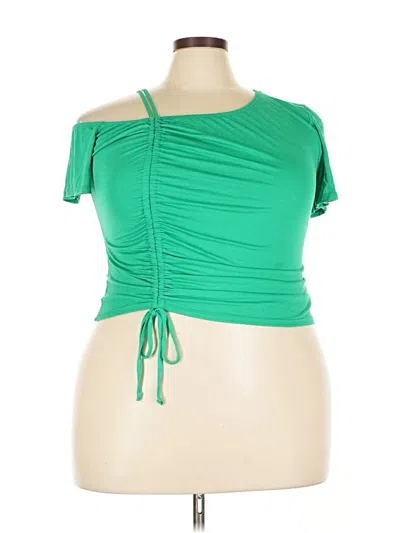 Pre-owned Fashion To Figure Short Sleeve Top Green Strapless Neckline Tops