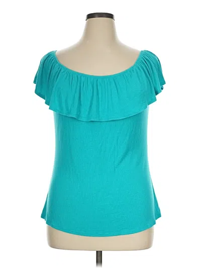Pre-owned Fashion To Figure Short Sleeve Top Teal Strapless Neckline Tops