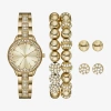 Fashion Watches Ladies Boxed Sets Womens Crystal Accent Gold Tone 7-pc. Watch Boxed Set Fmdjset708 In Transparent