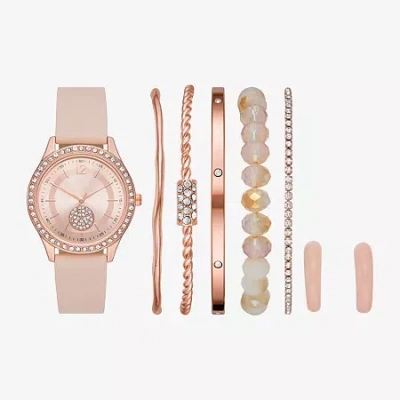Fashion Watches Ladies Boxed Sets Womens Crystal Accent Orange 6-pc. Watch Boxed Set Fmdjset347 In Pink