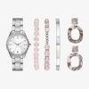 Fashion Watches Ladies Boxed Sets Womens Crystal Accent Silver Tone 5-pc. Watch Boxed Set Fmdjset348 In Transparent