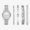 Fashion Watches Ladies Boxed Sets Womens Crystal Accent Silver Tone 5-pc. Watch Boxed Set Fmdjset705 In Silver