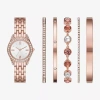 Fashion Watches Ladies Sets Womens Crystal Accent Rose Goldtone 6-pc. Watch Boxed Set Fmdjset313 In Multi
