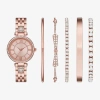 Fashion Watches Ladies Sets Womens Crystal Accent Rose Goldtone 6-pc. Watch Boxed Set Fmdjset337 In Transparent