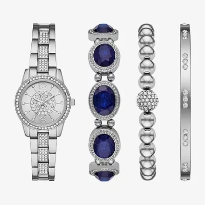 Fashion Watches Ladies Sets Womens Crystal Accent Silver Tone 4-pc. Watch Boxed Set Fmdjset310