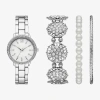Fashion Watches Ladies Sets Womens Crystal Accent Silver Tone 4-pc. Watch Boxed Set Fmdjset317 In Metallic