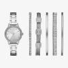 Fashion Watches Ladies Sets Womens Crystal Accent Silver Tone 5-pc. Watch Boxed Set Fmdjset336 In Metallic