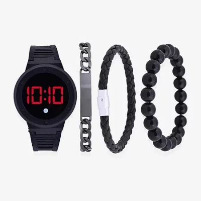 Fashion Watches Mens Silver Tone 4-pc. Watch Boxed Set Mac8086jc In Black