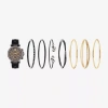 Fashion Watches Womens Crystal Accent Black Leather 8-pc. Watch Boxed Set 1506u-42-d02 In Multi