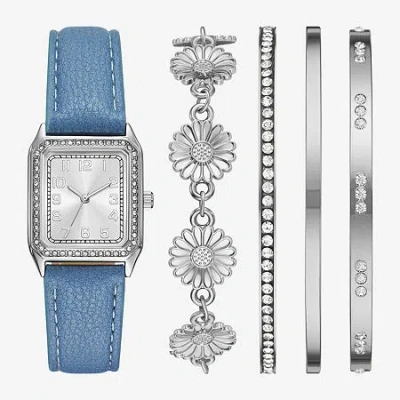 Fashion Watches Womens Crystal Accent Blue 5-pc. Watch Boxed Set Fmdjset722 In Transparent