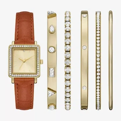 Fashion Watches Womens Crystal Accent Brown 6-pc. Watch Boxed Set Fmdjset368
