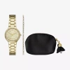 Fashion Watches Womens Crystal Accent Gold Tone 3-pc. Watch Boxed Set Fmdjset363 In Yellow