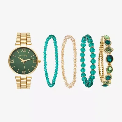 Fashion Watches Womens Crystal Accent Gold Tone 5-pc. Watch Boxed Set A1302g-42-x27 In Transparent