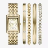 Fashion Watches Womens Crystal Accent Gold Tone 5-pc. Watch Boxed Set Fmdjset715 In Transparent