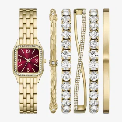 Fashion Watches Womens Crystal Accent Gold Tone 6-pc. Watch Boxed Set Fmdjset361 In Yellow
