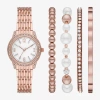 Fashion Watches Womens Crystal Accent Rose Goldtone 5-pc. Watch Boxed Set Fmdjset717 In Gold