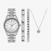 Fashion Watches Womens Crystal Accent Silver Tone 4-pc. Watch Boxed Set Fmdjset720 In Transparent