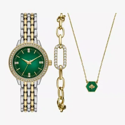 Fashion Watches Womens Crystal Accent Two Tone 3-pc. Watch Boxed Set Fmdjset719 In Transparent