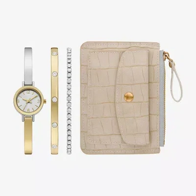 Fashion Watches Womens Crystal Accent Two Tone 4-pc. Watch Boxed Set Fmdjset721 In Transparent