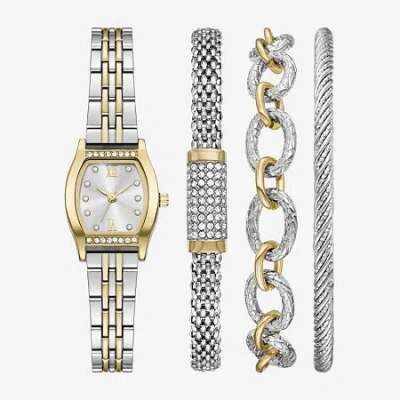 Fashion Watches Womens Crystal Accent Two Tone 4-pc. Watch Boxed Set Fmdjset365 In Silver
