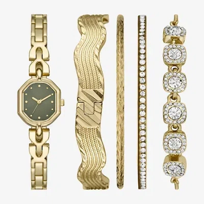 Fashion Watches Womens Gold Tone 5-pc. Watch Boxed Set Fmdjset359 In Yellow