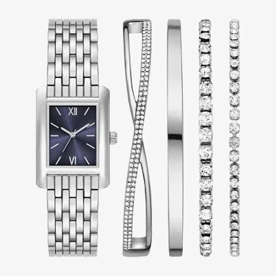 Fashion Watches Womens Silver Tone 5-pc. Watch Boxed Set Fmdjset362 In White