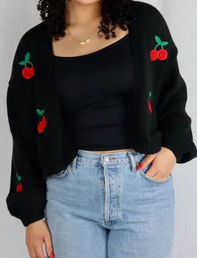 Fashion Week Cherry Bomb Cardigan In Black