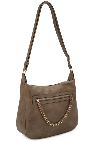 Fashion World Sahara Fashion Chain Crossbody Bag In Taupe In Grey