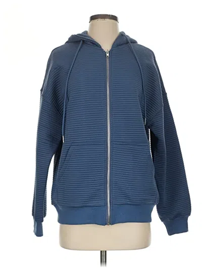 Fashion Zip Up Hoodie In Blue