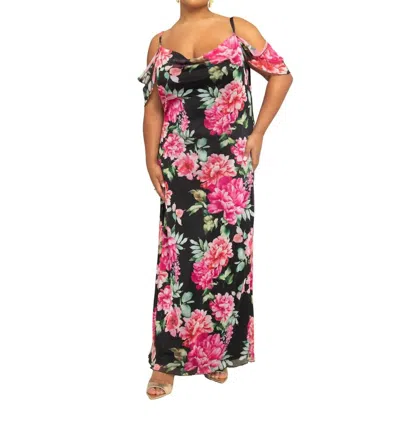 Fashion-szn Curve Elegant Floral Maxi Dress In Black In Multi