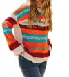 Fashionworks Color Block Striped Sweater In Multi In Green