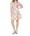 Fashionworks Puff Sleeve Collared Dress In Colorful Floral In Multi