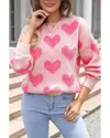 Fashionworks Valentine's Day Heart Jacquard Knit Sweater In Pink In Pink