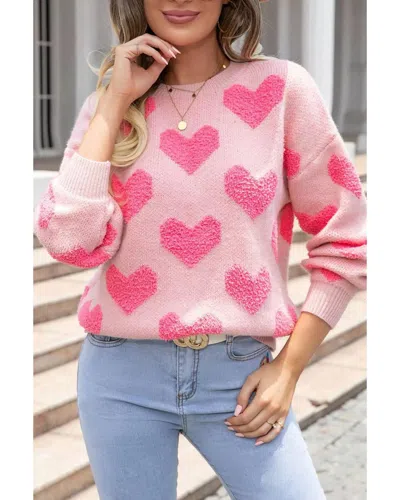 Fashionworks Valentine's Day Heart Jacquard Knit Sweater In Pink