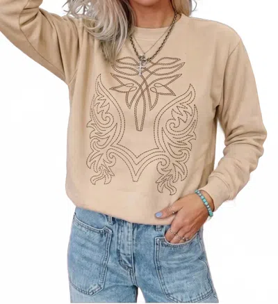 Fashionworks Western Boot Stitch Sweatshirt In Beige