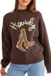Fashionworks Western Howdy Sweater In Coffee In Brown