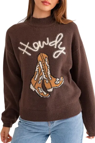 Fashionworks Western Howdy Sweater In Coffee In Brown