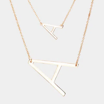 Fashnzfab -a- Initial Monogram 2row Strand Double Detachable Chain Necklace In Gold