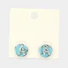 Fashnzfab -a- Initial Monogram Turquoise Stud Earrings - Turquoise, ~a~ In Multi